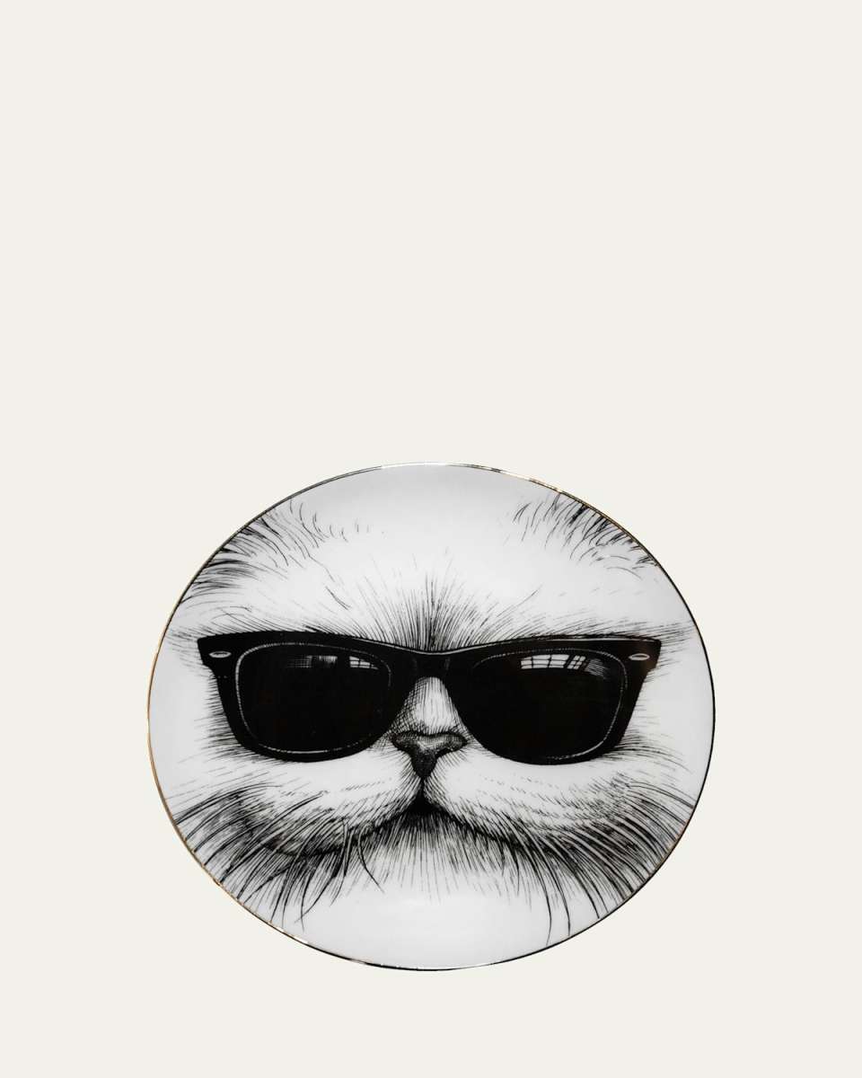 Cat Wearing Sunglasses Salad Plate